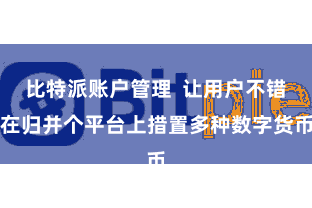 比特派账户管理  让用户不错在归并个平台上措置多种数字货币